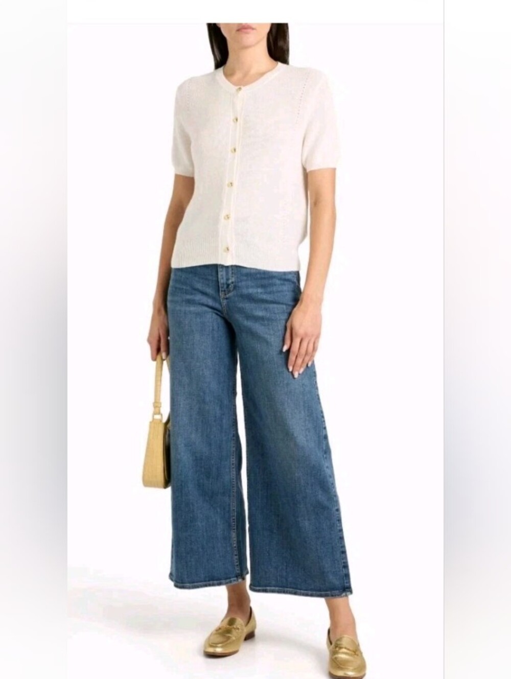 Rag & Bone New York Serena Crop Jeans Wide Leg Medium Stretch Size 28 Women's - Picture 1 of 12
